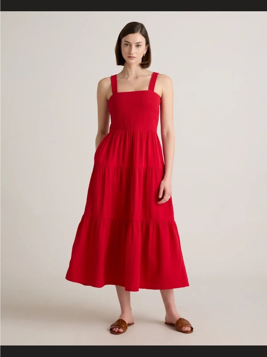 Quince Dresses & Skirts - QUINCE• 100% cotton red gauze dress